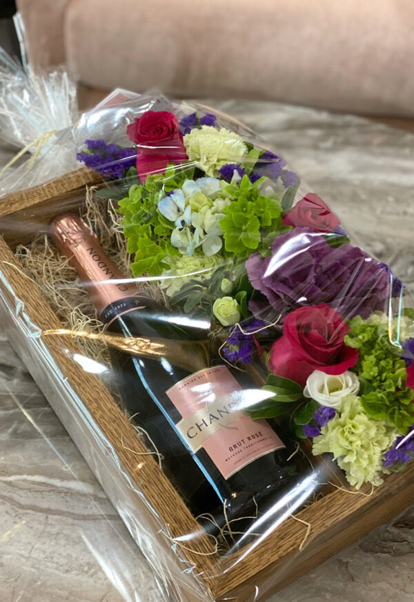 Custom handmade floral arrangement with box